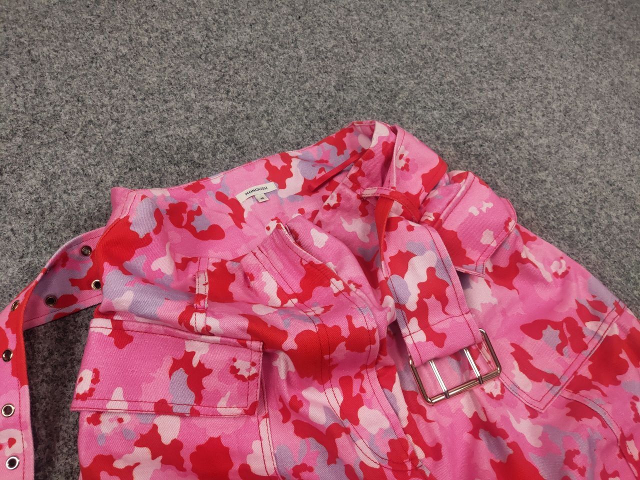 Vintage Manoush Design Bright pink camo belt mid-length Pocket skirt Size 28" / US 6 / IT 42 - 6 Thumbnail