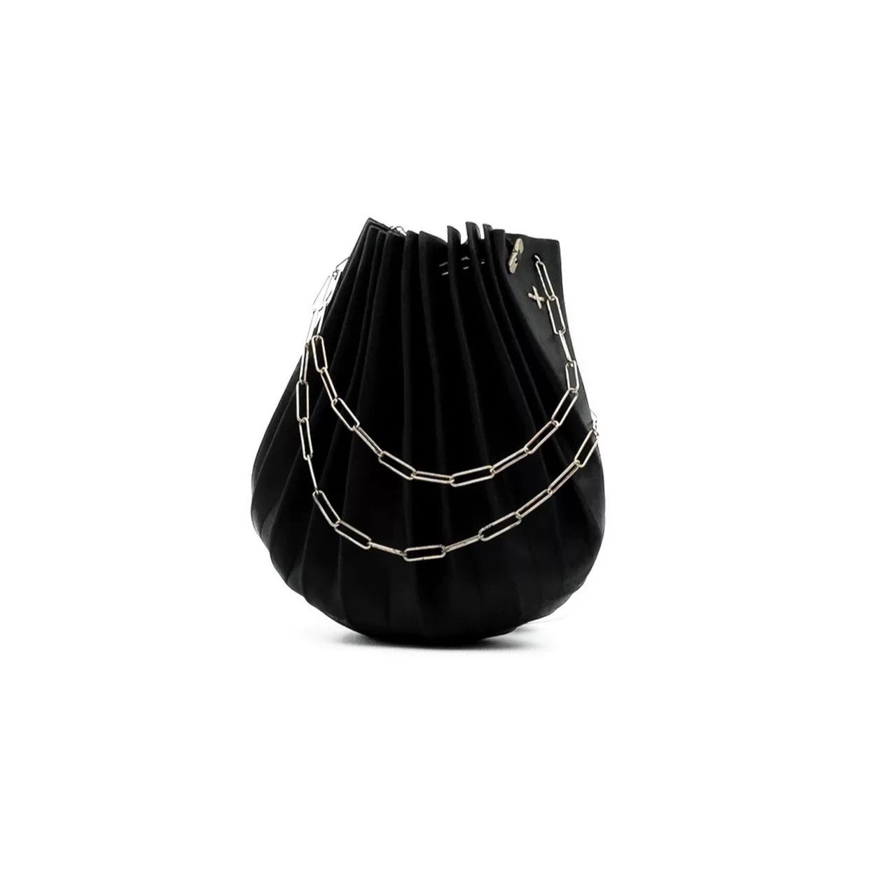 Ma+ M.A+ Distressed Silver Chain Black Horse Leather Shell Bag Size ONE SIZE - 1 Thumbnail