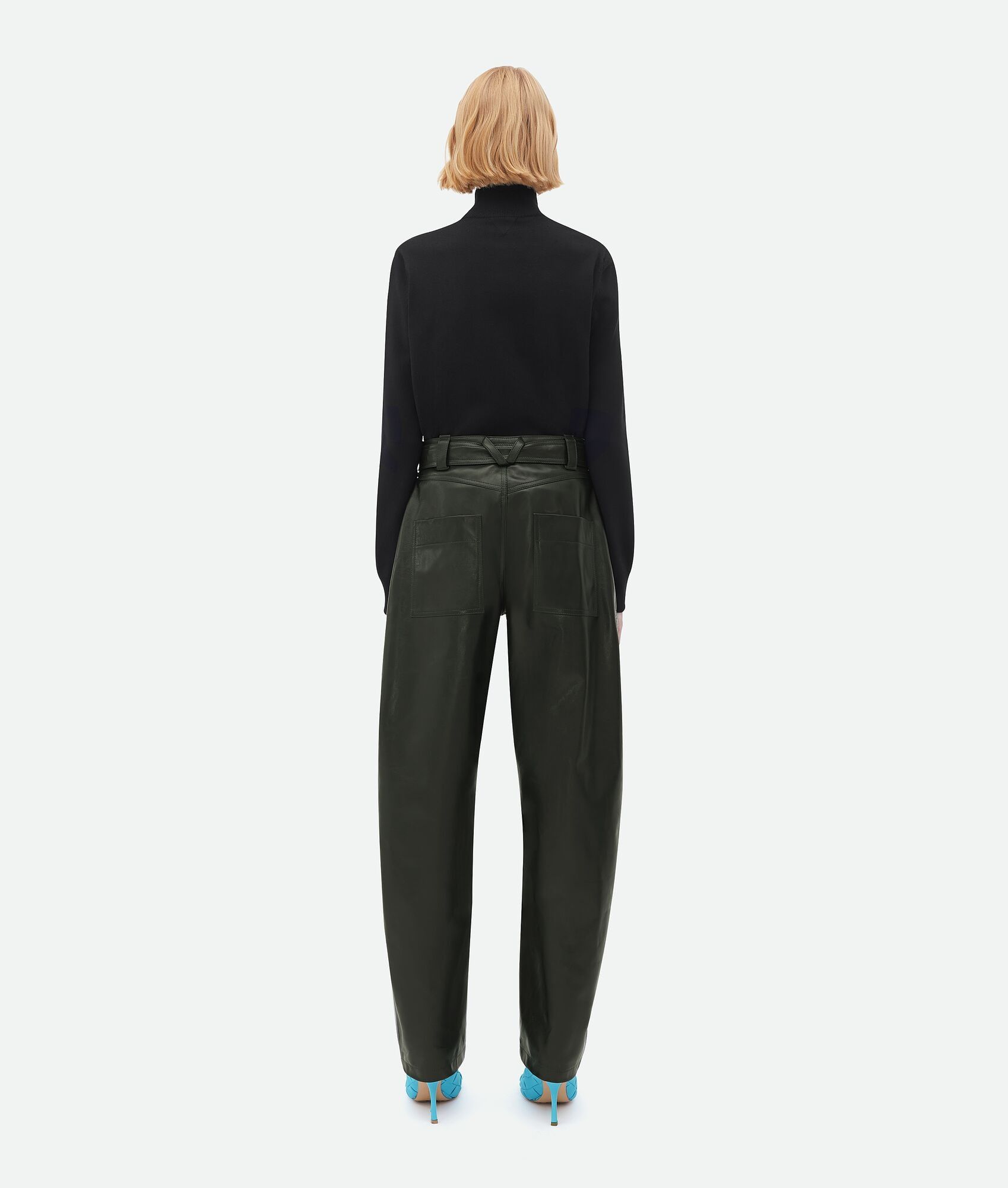 Bottega Veneta o1n1vont0325 Natural Calf Trouser in Dark Green Size 27" / US 4 / IT 40 - 3 Thumbnail