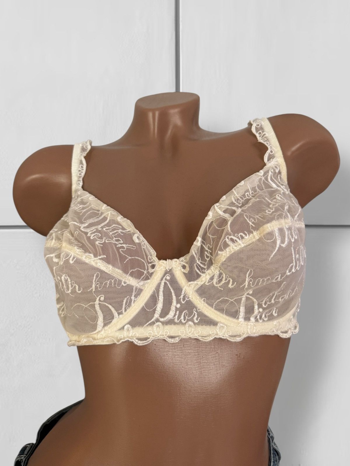 Dior Christian Dior Vintage Embroidered Lace Mesh Bra Size ONE SIZE - 1 Thumbnail