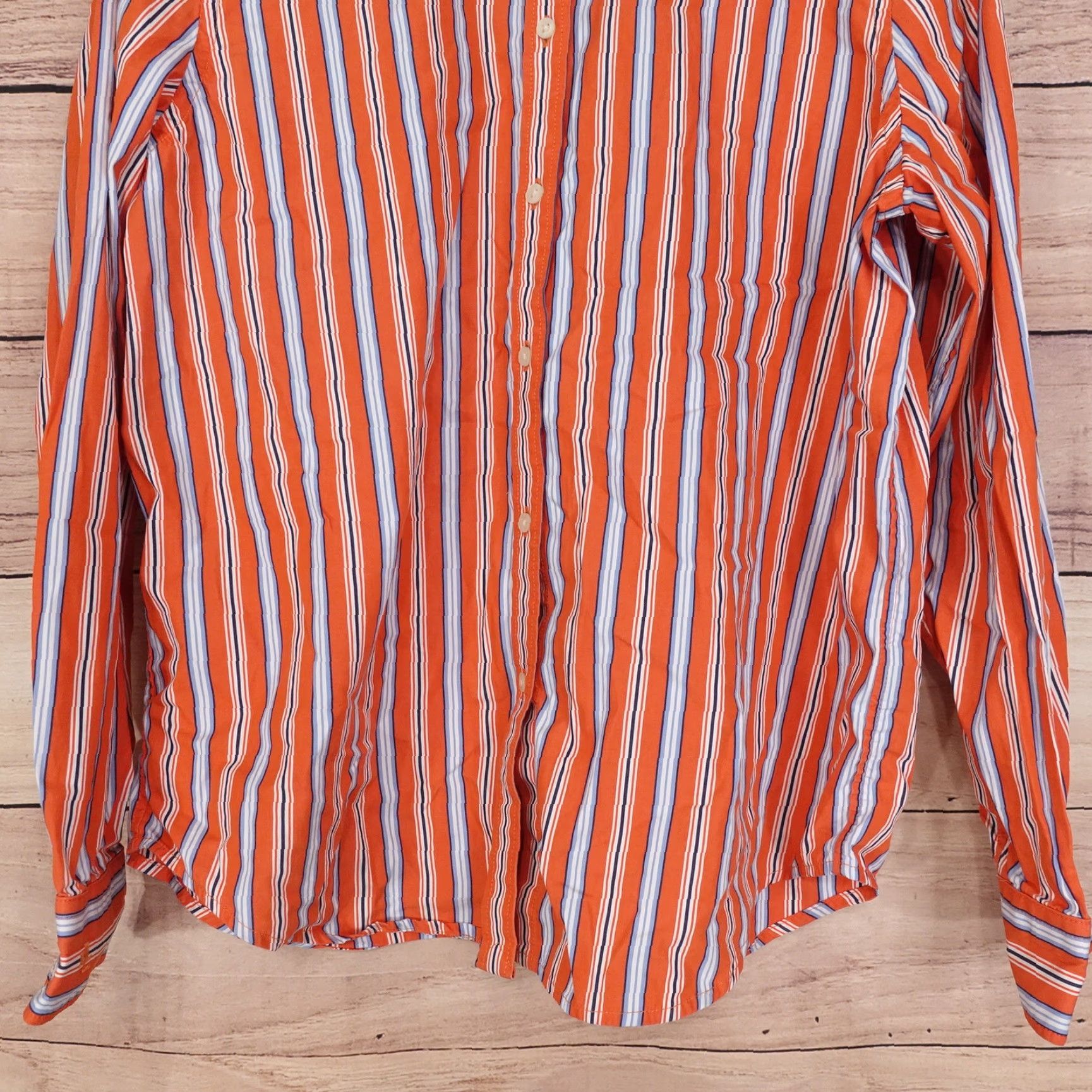 Ralph Lauren LAUREN RALPH LAUREN LONG SLEEVE ORANGE STRIPED BUTTON-UP SHIRT WOMENS SIZE L Size L / US 10 / IT 46 - 3 Thumbnail