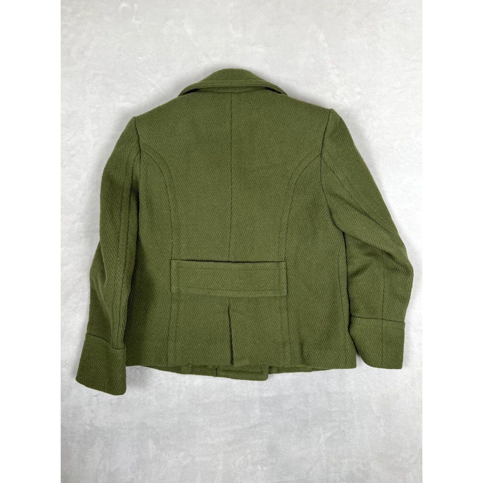 Mossimo Mossimo Coat Womens Medium Green Wool Herringbone Pea Coat Button Front Lined Size M / US 6-8 / IT 42-44 - 5 Thumbnail