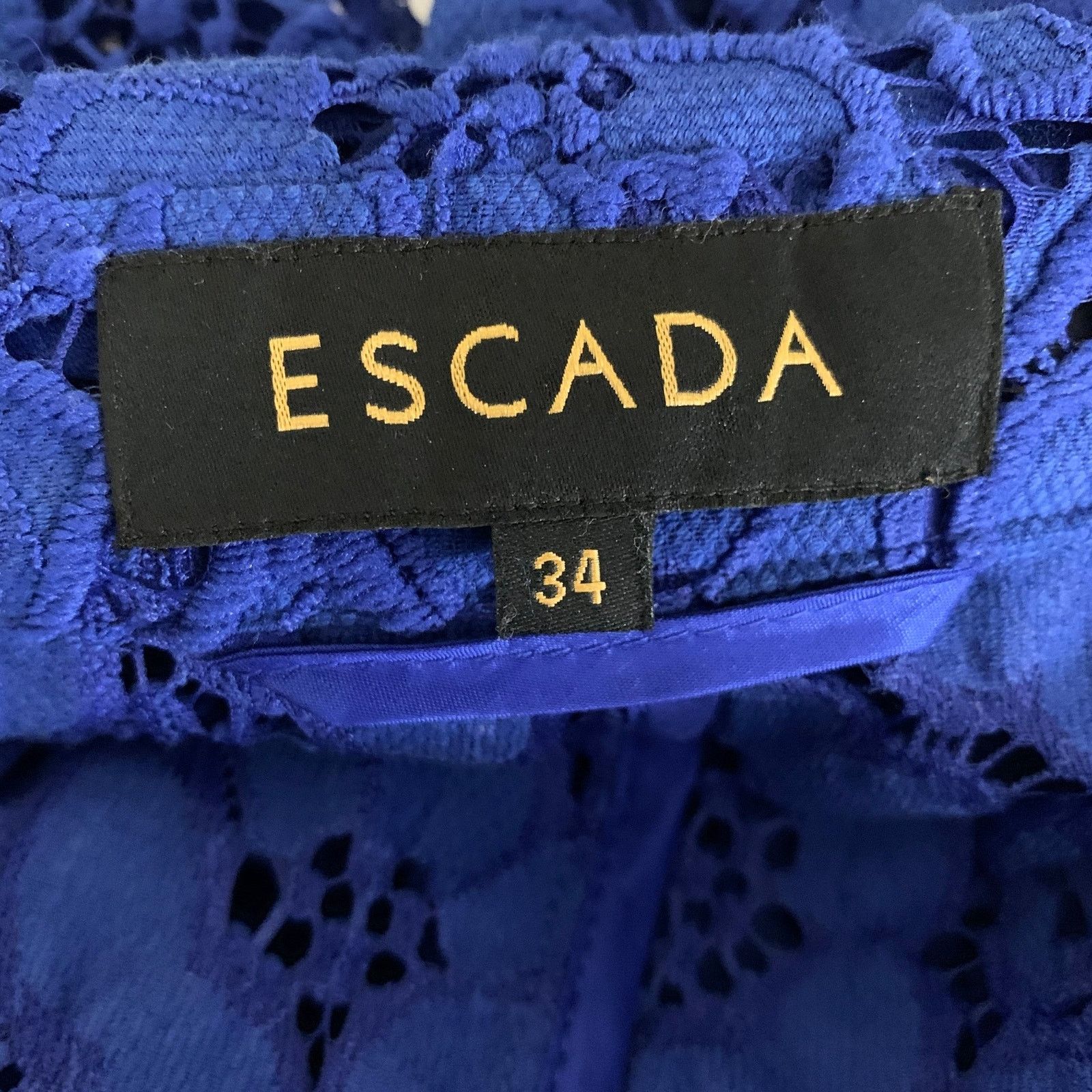 Escada ESCADA Size 4 Blue Polyamid Baumwolle Floral Jacket Size US 4 / IT 34 - 5 Thumbnail