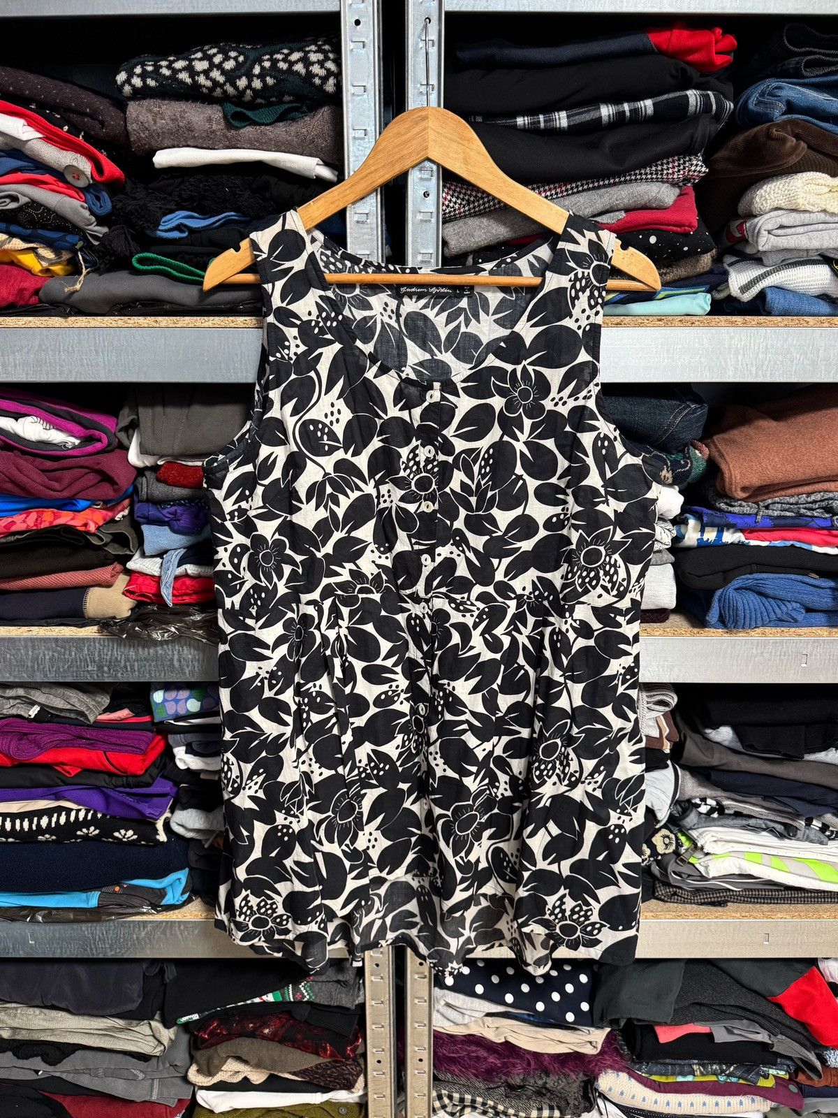 Gudrun Sjoden Gudrun Sjoden Button Up Tunic Flower Print Sleeveless Dress Size L / US 10 / IT 46 - 3 Thumbnail