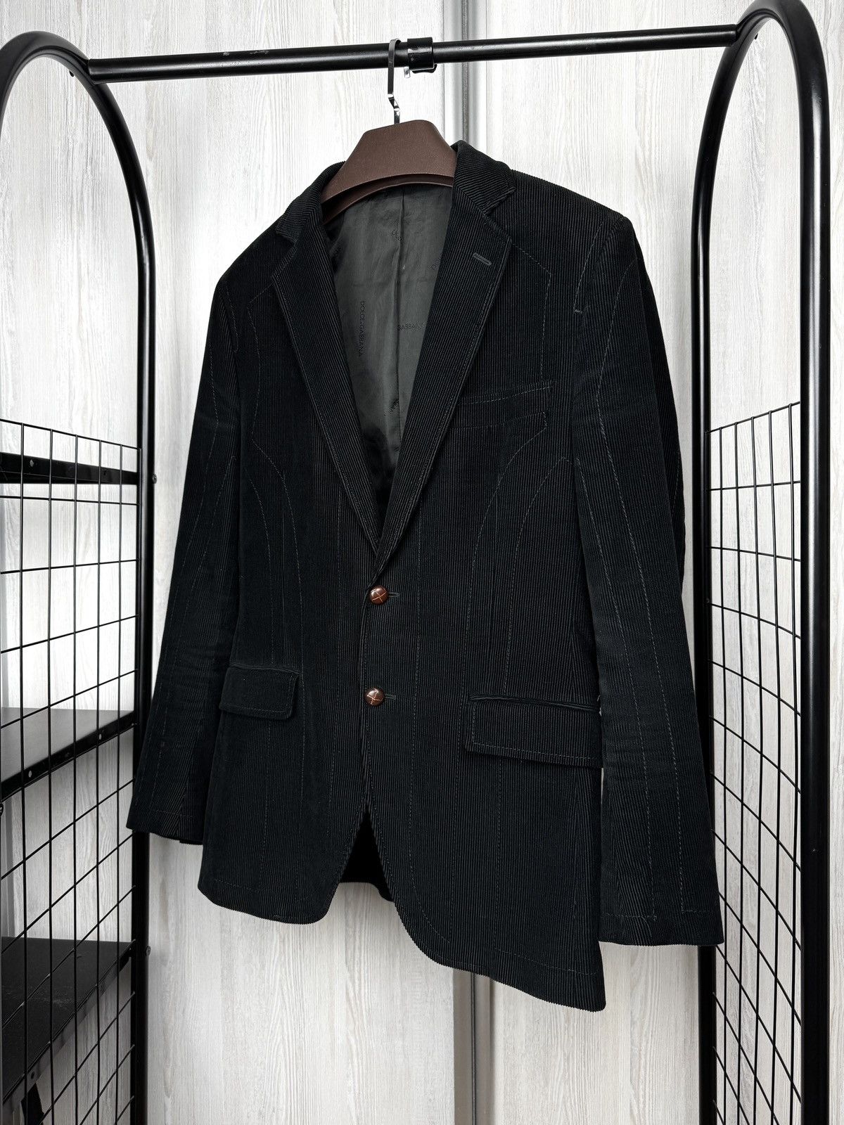 Dolce & Gabbana Dolce & Gabbana black corduroy leather buttons blazer sz 48 Size 38R - 5 Thumbnail