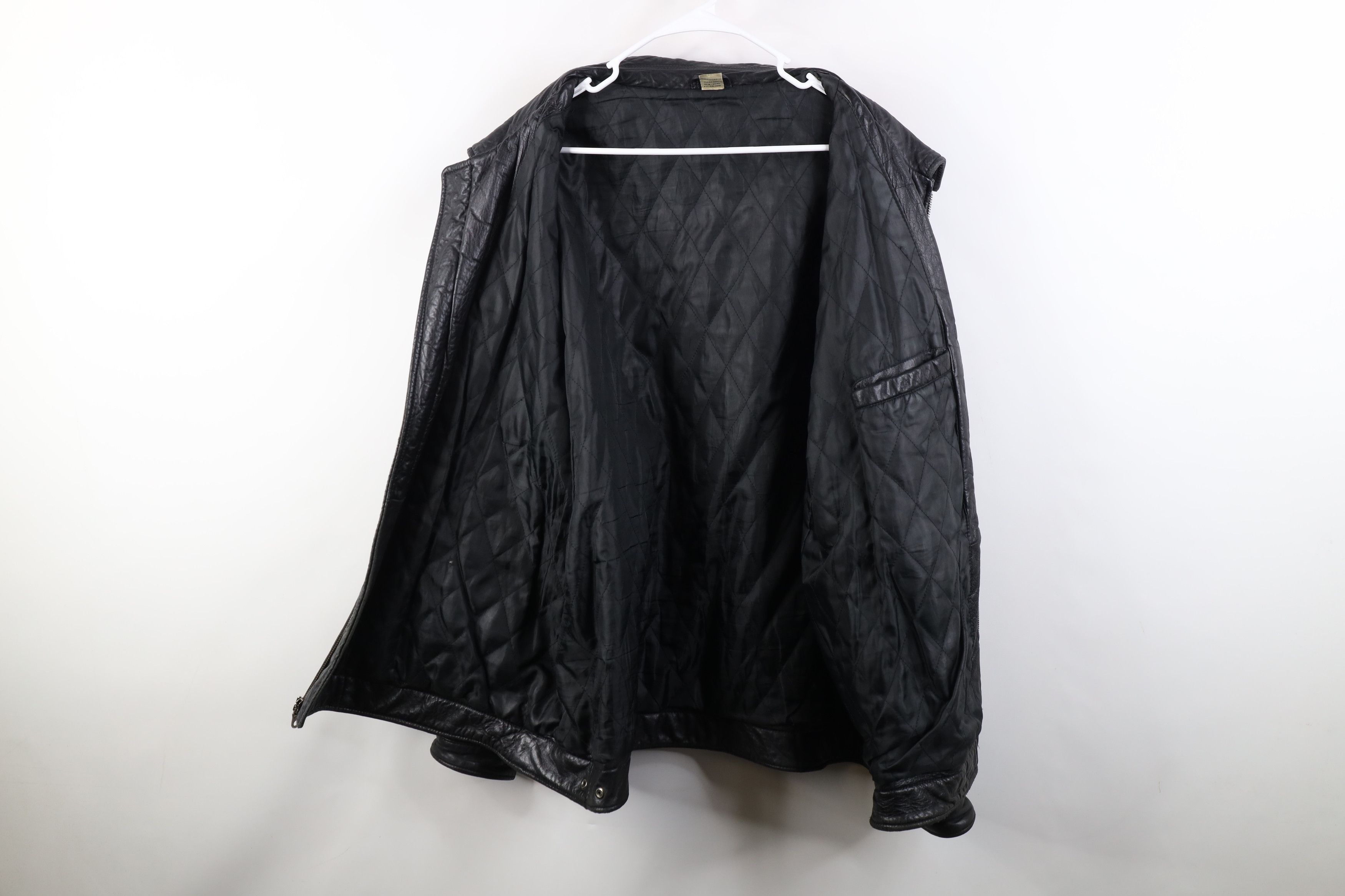 Vintage AS IS Vintage 90s Streetwear Quilted Leather Jacket Black Size US XXL / EU 58 / 5 - 11 Thumbnail