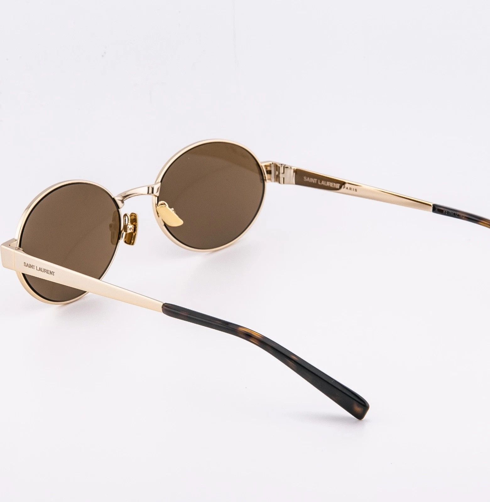 Saint Laurent Paris SAINT LAURENT SL 692 SL692 Gold Brown Narrow Slim Oval 004 Size ONE SIZE - 2 Thumbnail
