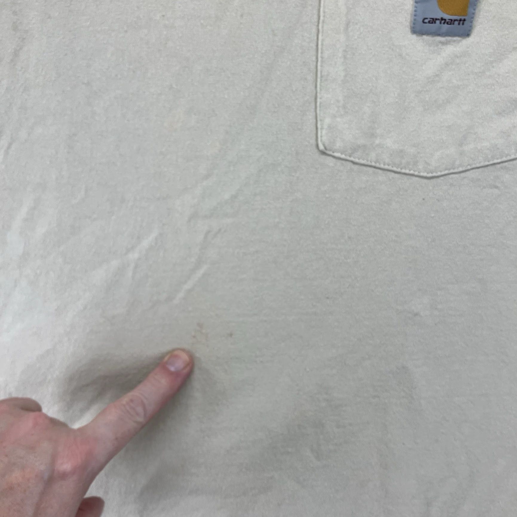 Carhartt Carhartt Mens T-Shirt Beige L Crew Neck Heavy Cotton Pockets Logo Embroidered Regular Fit Short Sleeve Solid 2010s Vintage: No Size US L / EU 52-54 / 3 - 6 Thumbnail