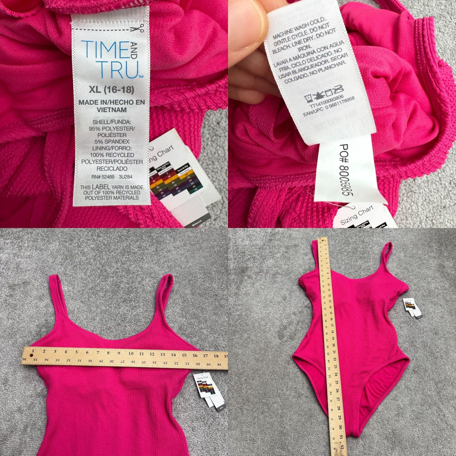 Vintage Time And Tru Womens XL Pink One Piece Swimwear Padded Scoop Neck Backless NWT Size ONE SIZE - 9 Thumbnail