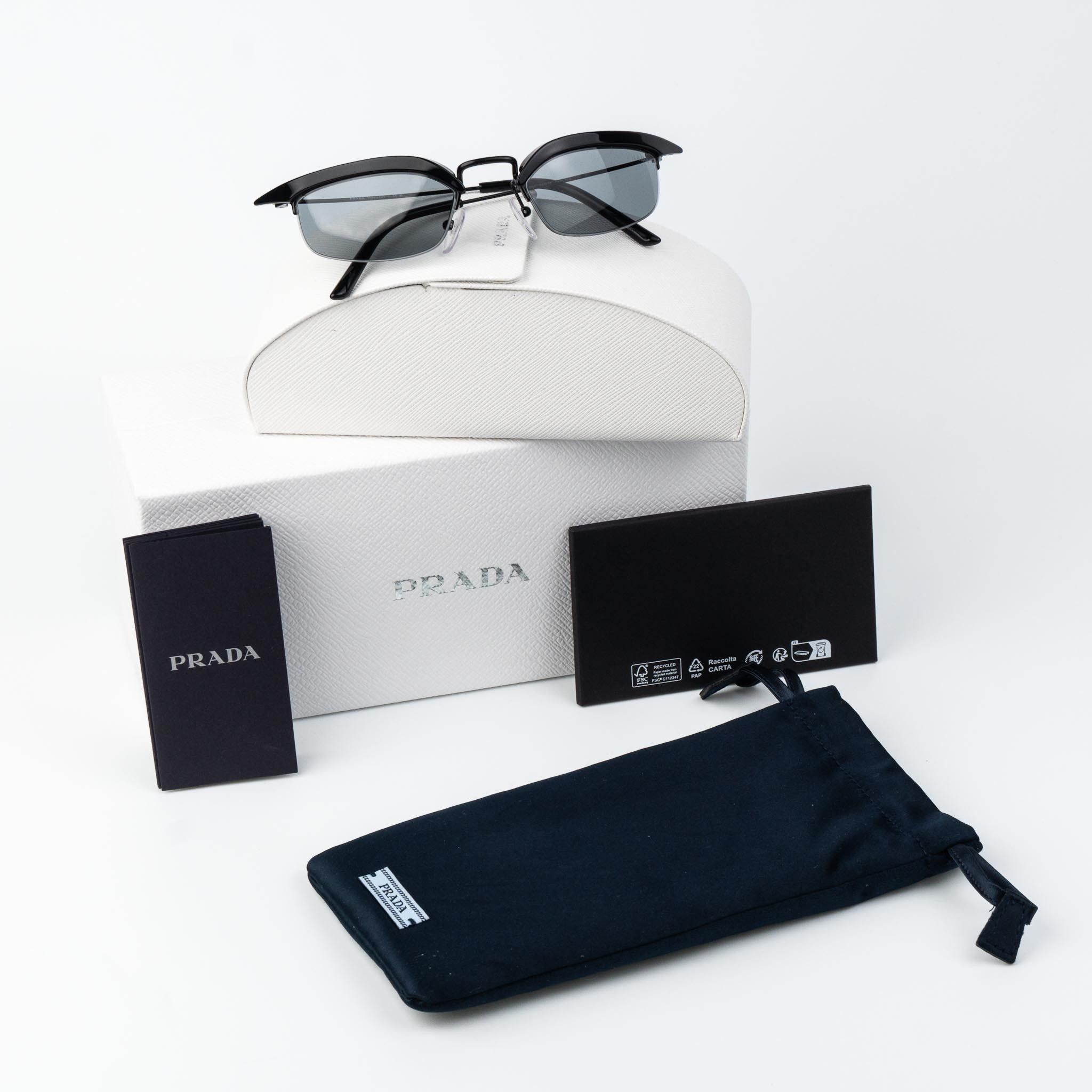 Prada Prada Women Sunglasses Rectangle PRB50S 1AB3C2 NEW AUTHENTIC Size ONE SIZE - 10 Thumbnail