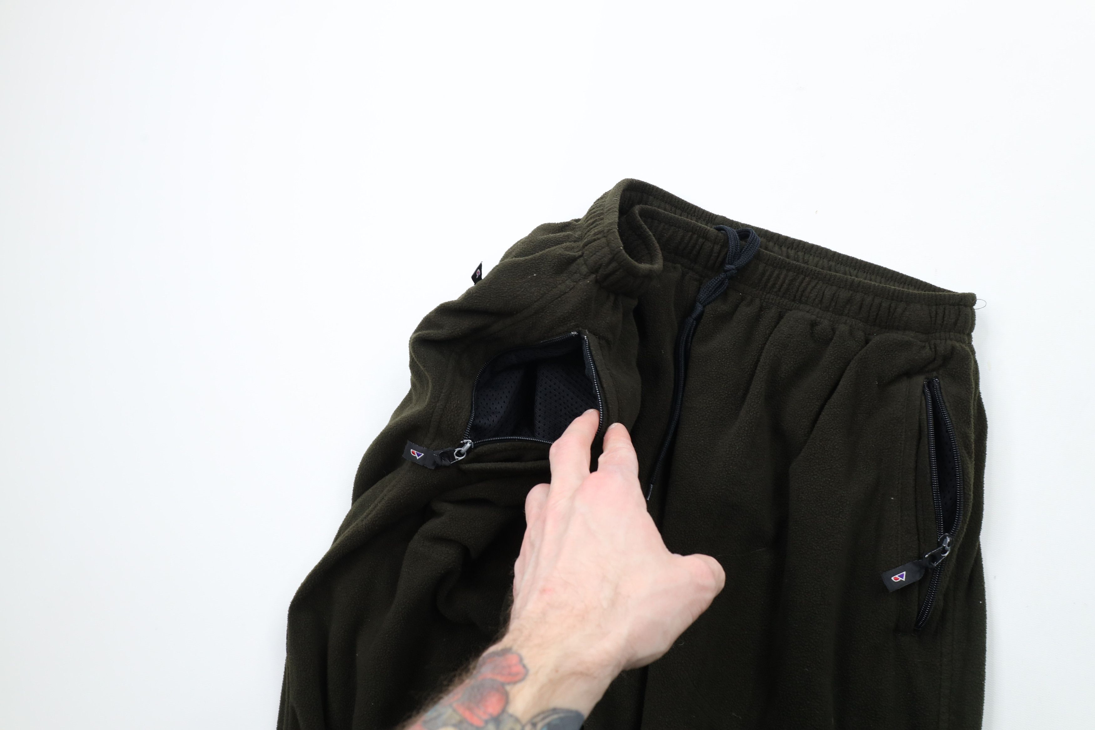 Vintage Vintage 90s Streetwear Blank Fleece Sweatpants Joggers Olive Size US 34 / EU 50 - 6 Thumbnail