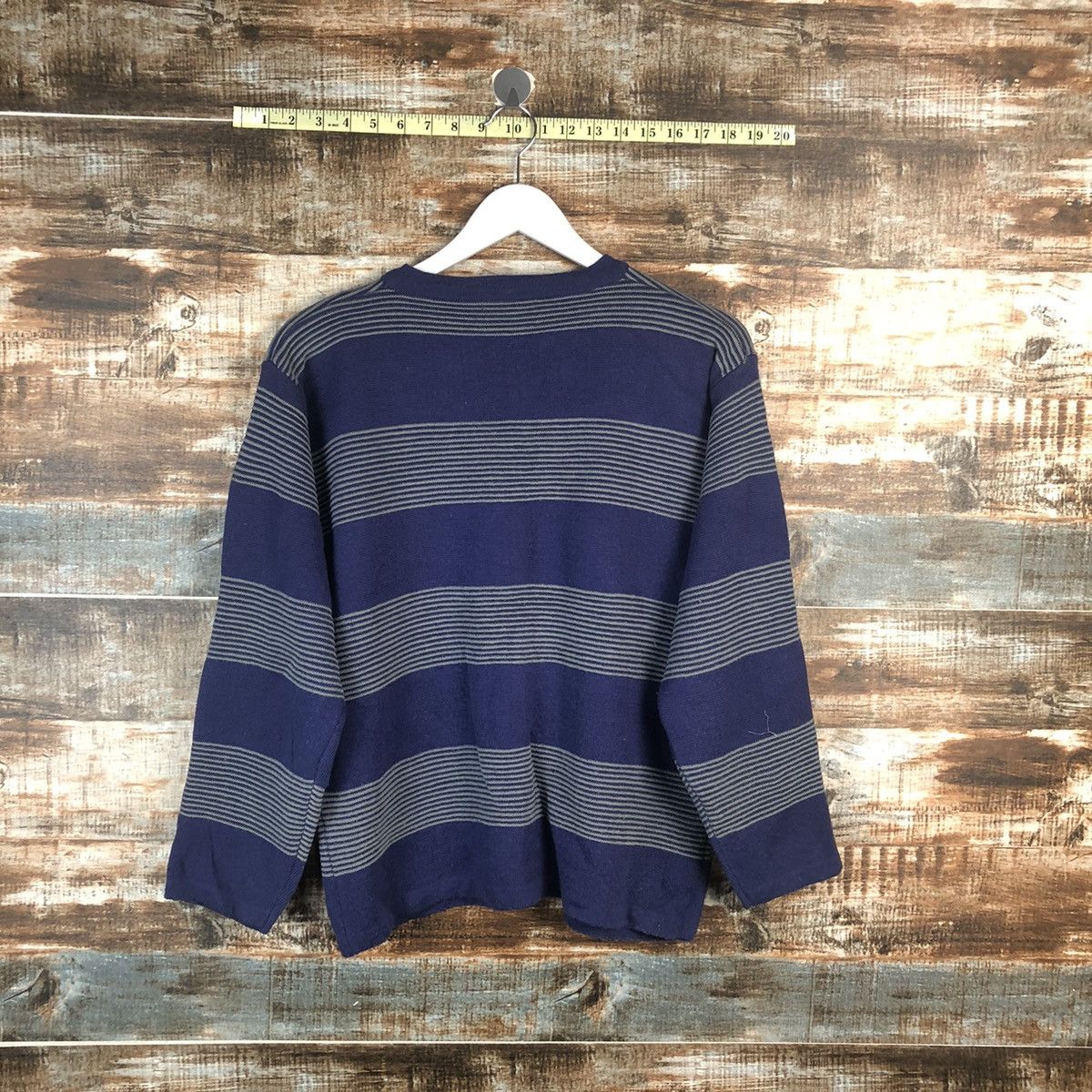 Homespun Knitwear × Japanese Brand Elemi Purple stripe cardigan Knitwear #A2270 Size M / US 6-8 / IT 42-44 - 14 Thumbnail