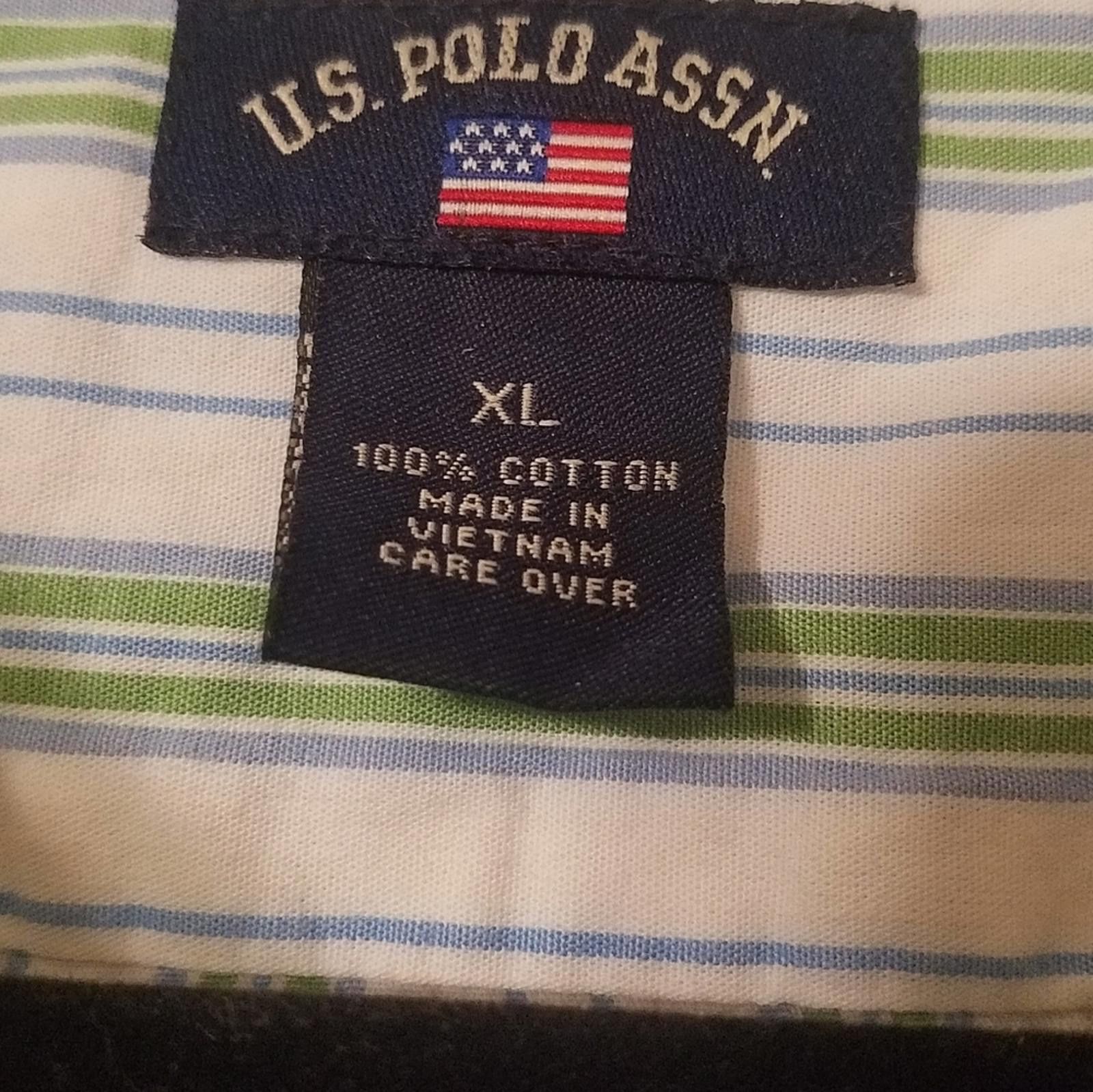 U.S. Polo Assn. US Polo Assn Casual Green/Blue Striped Shirt Size XL Size US XL / EU 56 / 4 - 3 Thumbnail