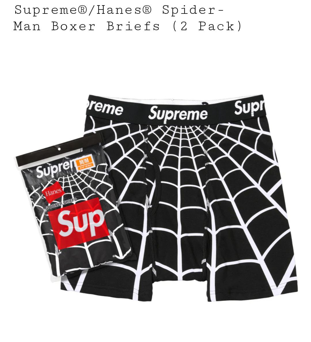 Hanes × Supreme Supreme x Hanes Spider-Man Boxer Briefs Size 34 - 1 Thumbnail