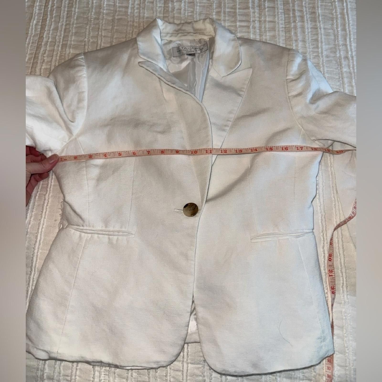 Elie Tahari Tahari Linen Blazer 8 P Women's White Size M / US 6-8 / IT 42-44 - 4 Thumbnail