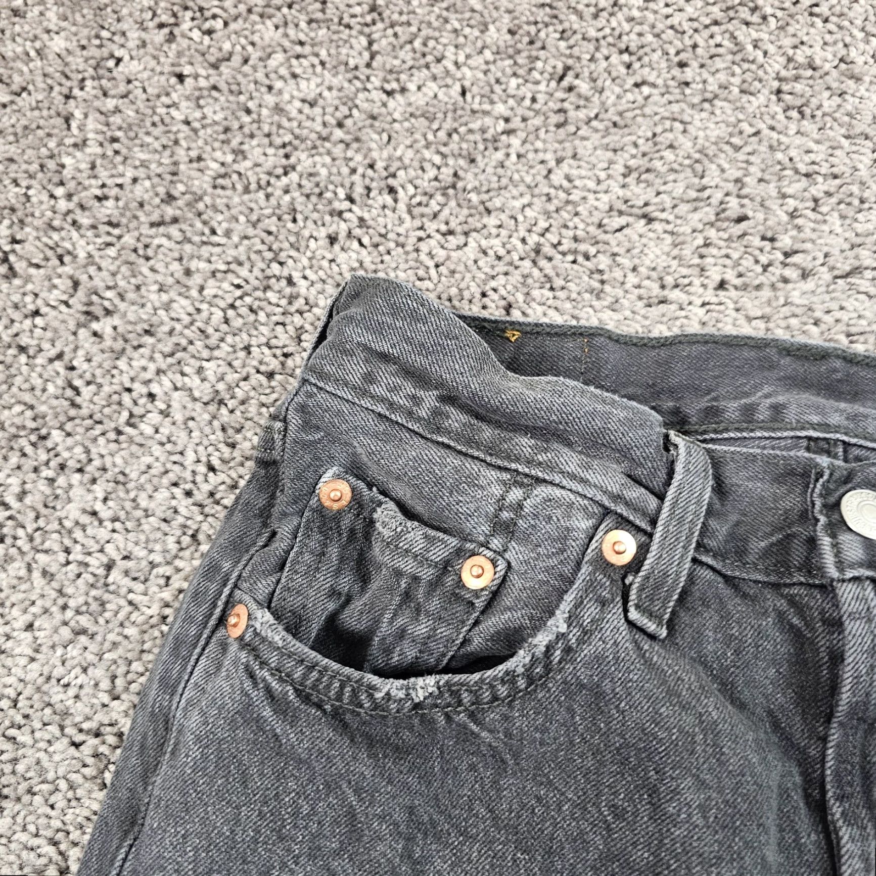 Levi's Levi's 501 Jeans Womens 24 Black Mid Rise Straight Button Fly Denim 23x29 Size 42" / US 20 - 3 Thumbnail