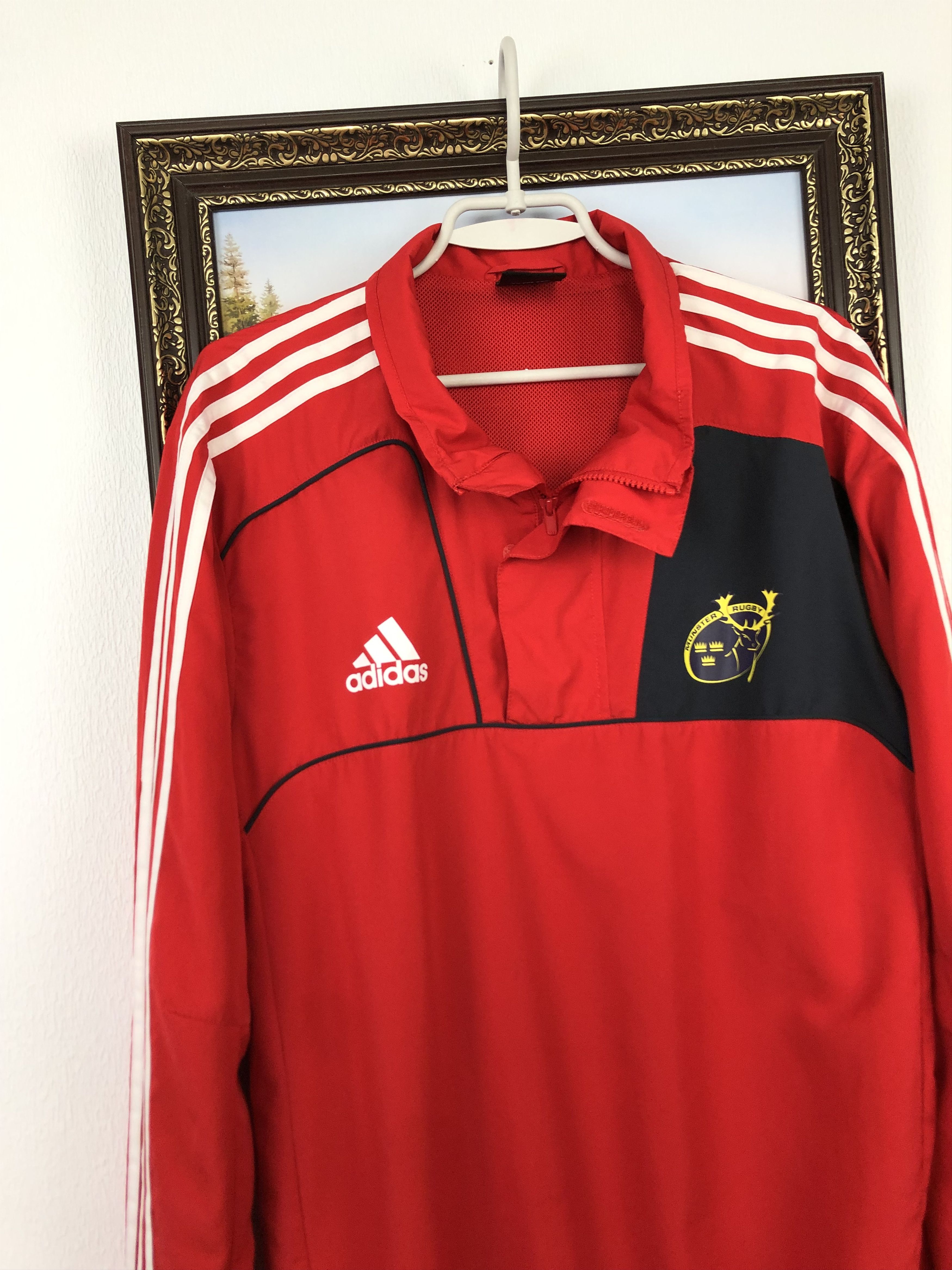 Adidas Vintage Munster Rugby Adidas Jacket Track Top Rare Red Size US L / EU 52-54 / 3 - 3 Thumbnail