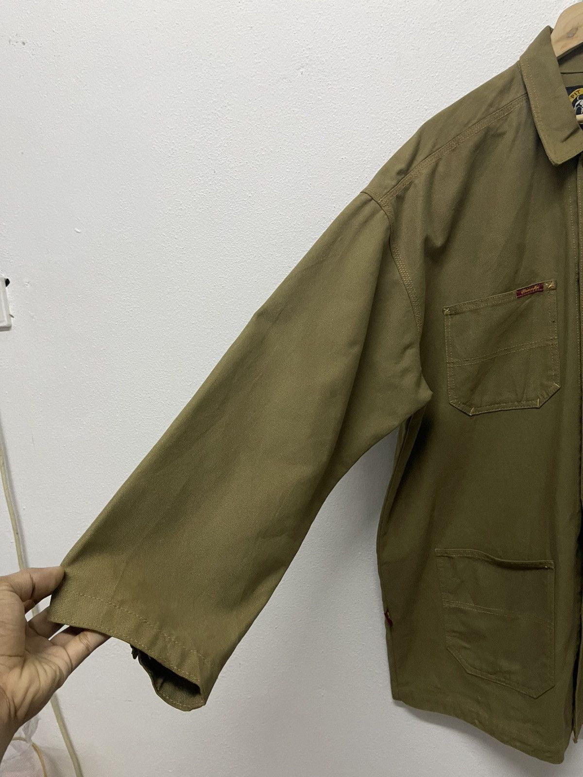 Vintage 1990s BRONZE AGE PIT CREW MOSS GREEN CANVAS CORE JACKET RARE Size US XXL / EU 58 / 5 - 10 Thumbnail