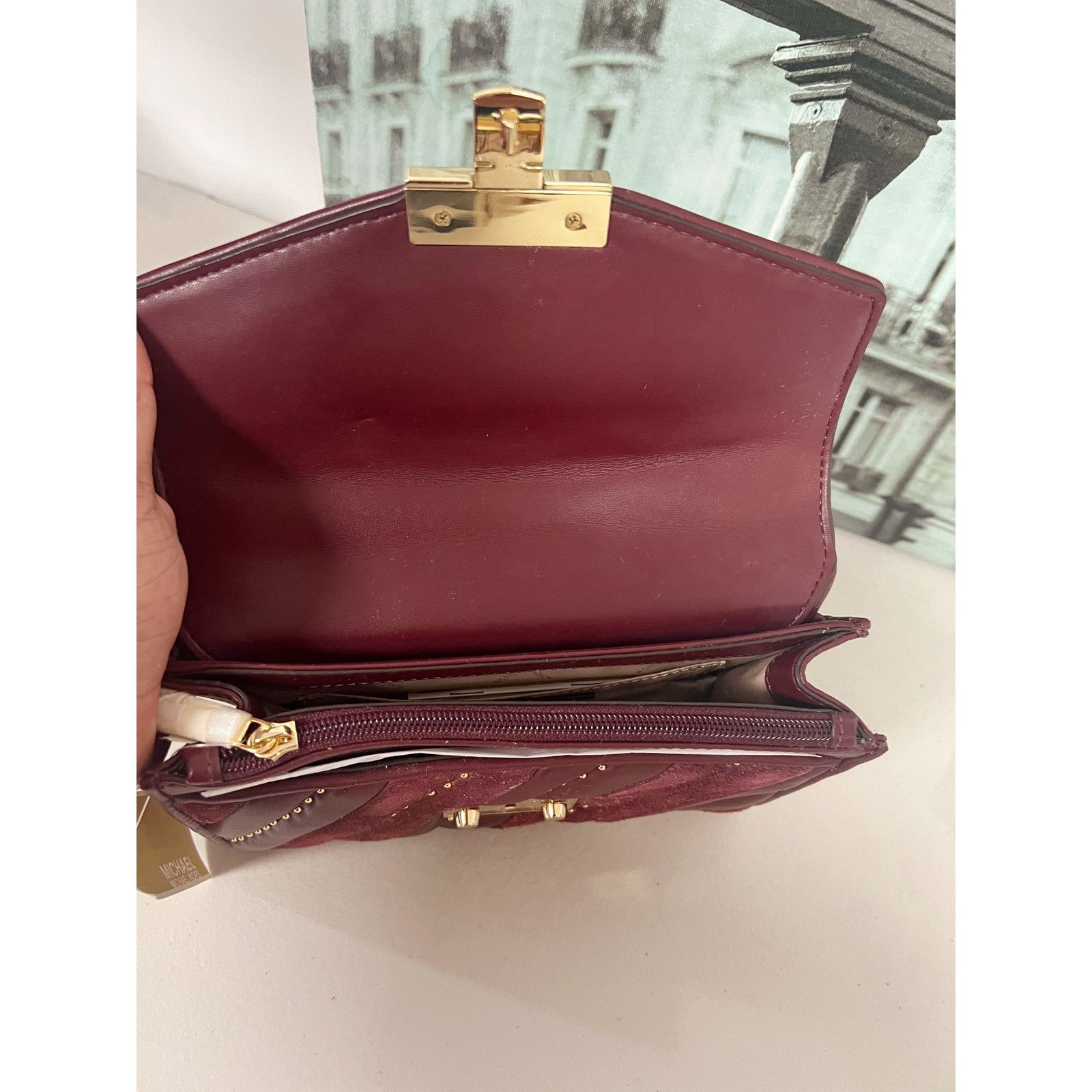 Michael Kors Michael Kors 35F1GXOL2U Rose Medium Flap Burgundy Studded Size ONE SIZE - 6 Thumbnail