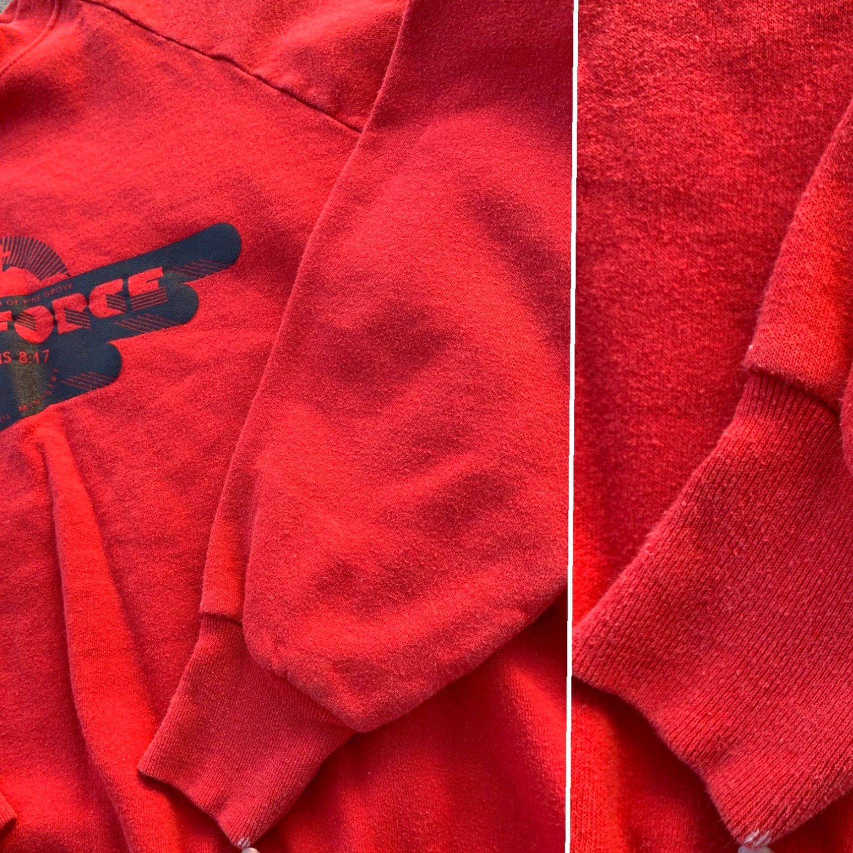 Vintage Belton Red Raglan Sweatshirt Men L Graphic Print Christian Heir Force Romans 8:17 Vintage 70s 80s USA Shirt Pullover Crew Neck Size US L / EU 52-54 / 3 - 7 Thumbnail
