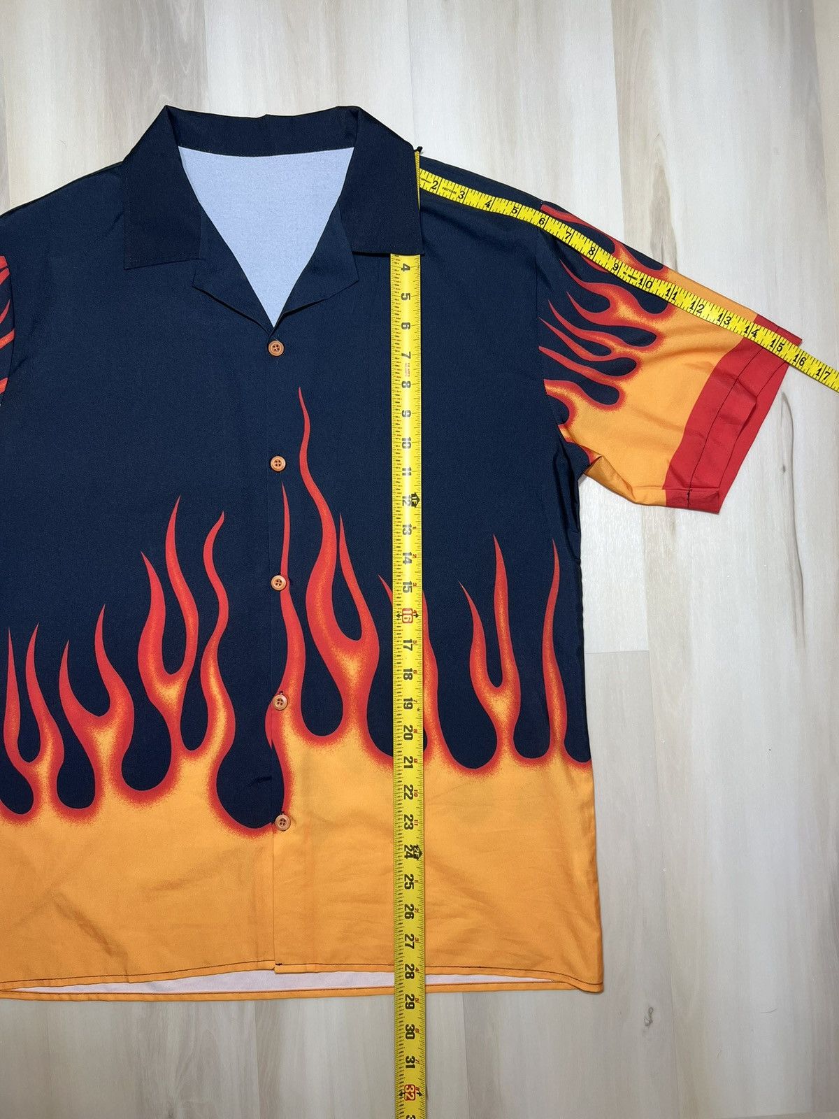 Other VTG Y2K Flame Shirt Mens M Fire Print Rockabilly Hawaiian Size US M / EU 48-50 / 2 - 4 Thumbnail