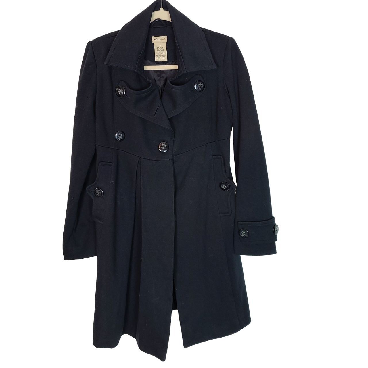 Anthropologie Elevenses Wmn 2 Black Button Front Trench Coat