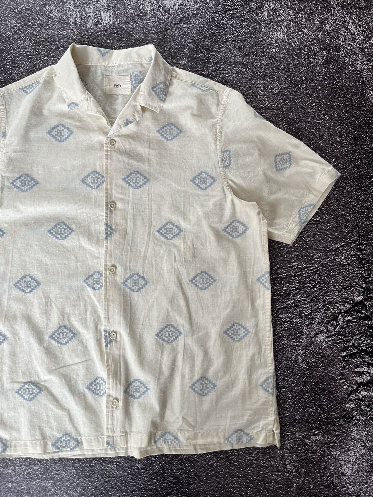 Folk Folk Geometric Diamond Pattern Short Sleeve Shirt Button Up Size US XL / EU 56 / 4 - 3 Thumbnail