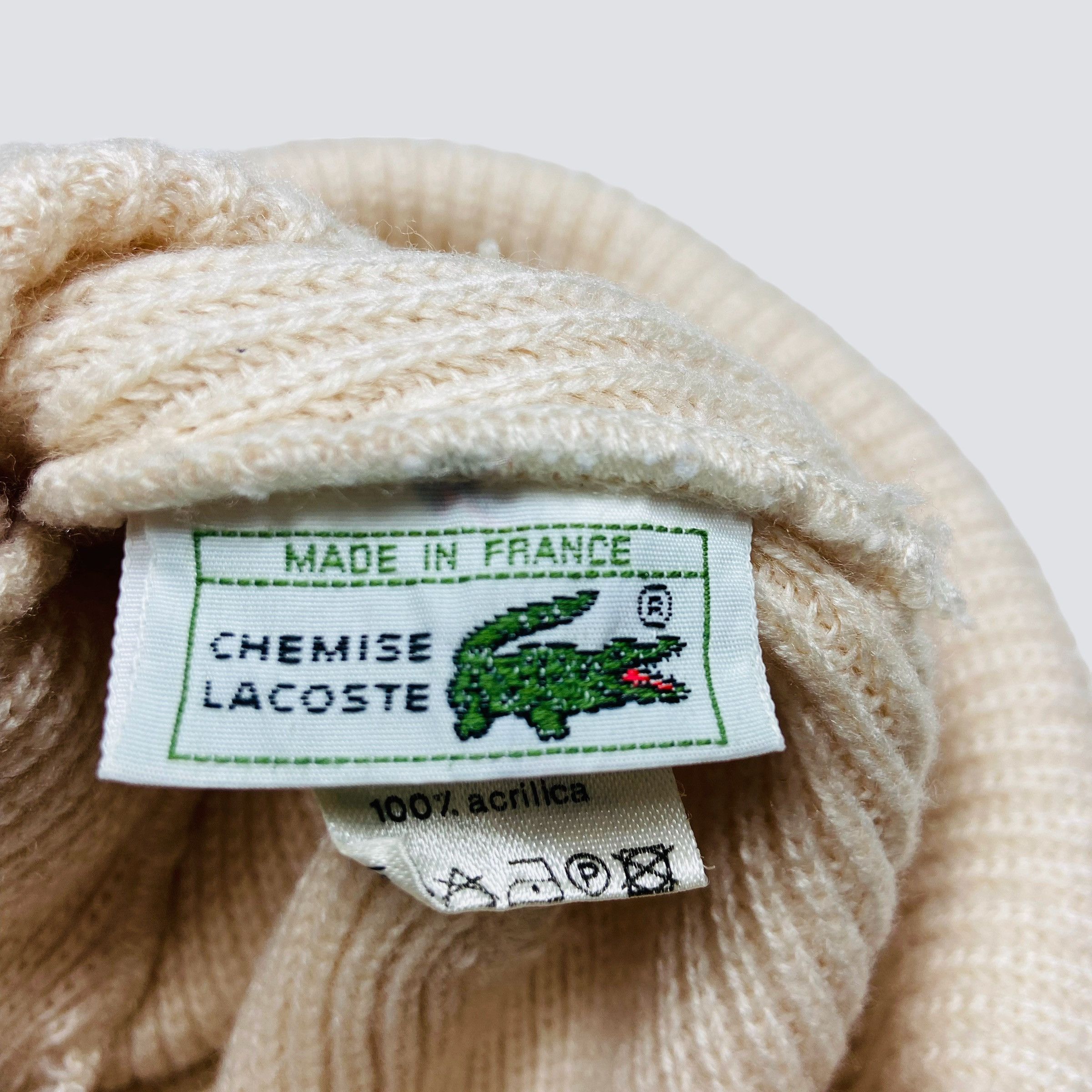 Lacoste 1990s LACOSTE CREAM BEANIE HAT - № 4128 Size ONE SIZE - 3 Thumbnail