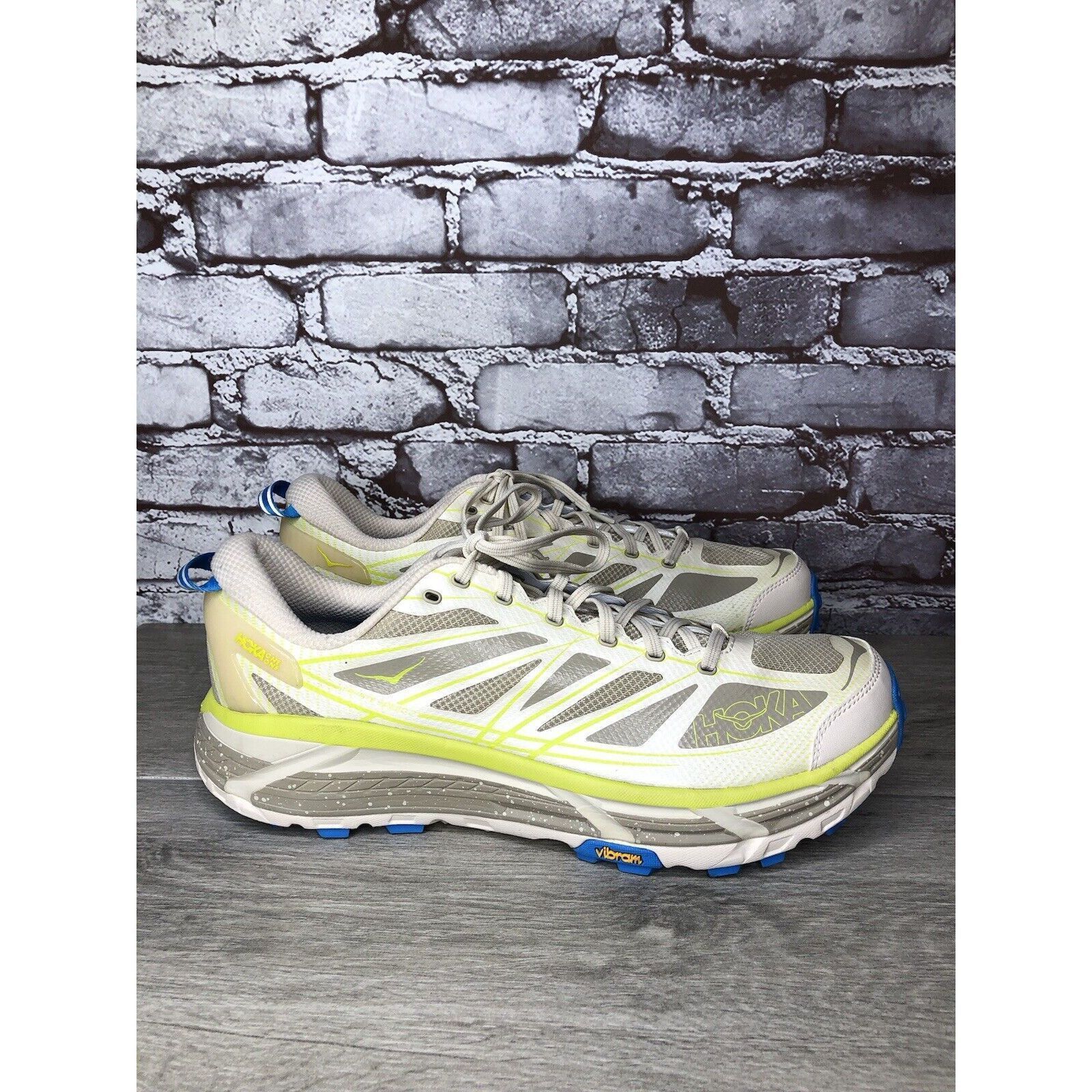 Hoka Hoka One Mafate Speed 2 Eggnog Gray Mesh Neon Yellow Running Size US 14 / EU 47 - 4 Thumbnail