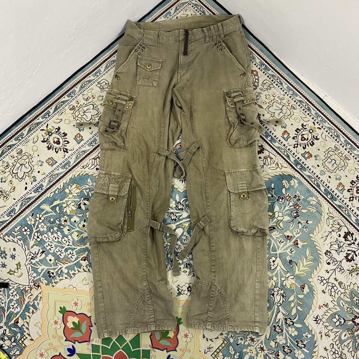 KMRii × Le Grande Bleu (L.G.B.) × PPFM Vintage PPFM “Freedom Of Speech” Bondage Studed Cargo Pants Size US 30 / EU 46 - 1 Thumbnail