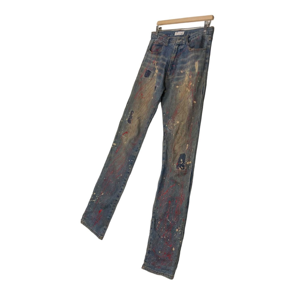 Hysteric Glamour 🔥PAINTED DENIM JEANS FLARE ITU JAPAN MADE RUSTY DESIGN Size US 30 / EU 46 - 2 Thumbnail