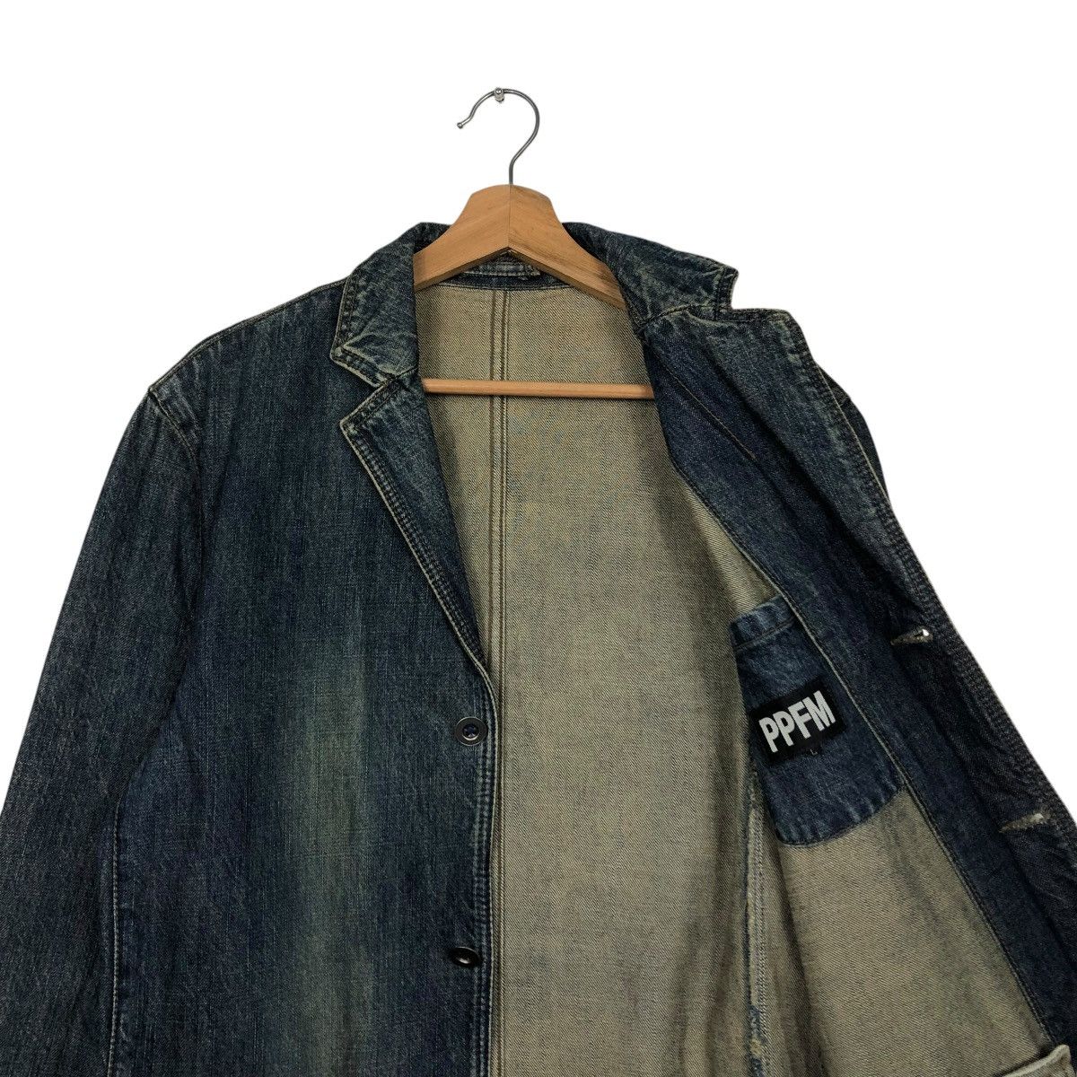 PPFM 🔥VINTAGE DENIM BIKER JACKET PPFM ISSEY MIYAKE Size US L / EU 52-54 / 3 - 14 Thumbnail