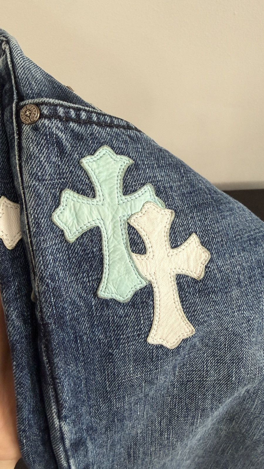 Chrome Hearts CHROME HEARTS COTTON CANDY CROSS PATCH DENIM JEANS 1/1 Size US 40 / EU 56 - 17 Thumbnail