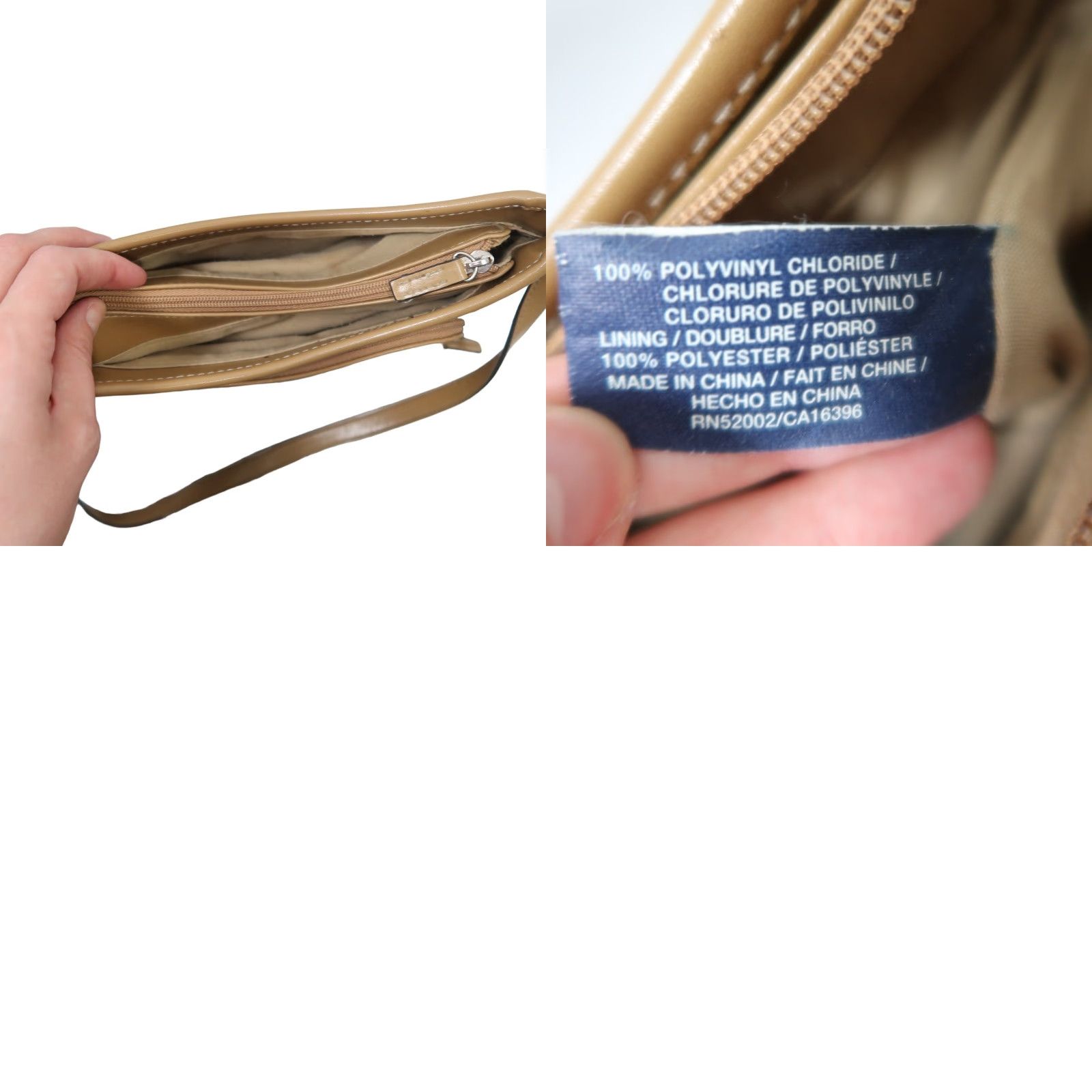 Liz Claiborne VINTAGE Liz Claiborne Crazy Horse tan faux leather Shoulder Bag Purse Small Women zipper 11" length 7" height 3" width Size ONE SIZE - 8 Thumbnail