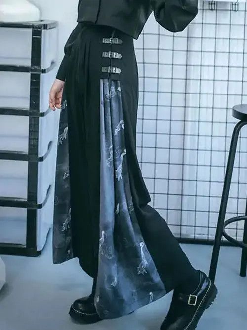 VIBE Vintage High Waist Print Wide Leg Pants Fashion New Size 27" / US 4 / IT 40 - 3 Thumbnail