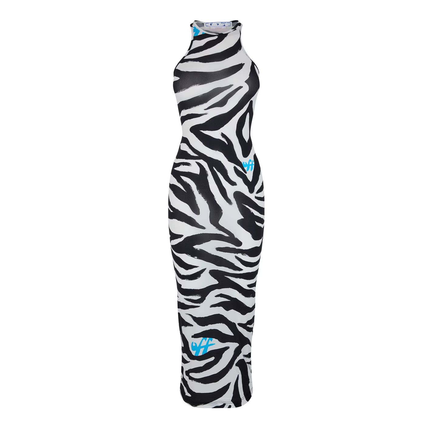 Off-White o1g2r1mq0125 Zebra Print Maxi Dress in White & Black Size XS / US 0-2 / IT 36-38 - 1 Thumbnail