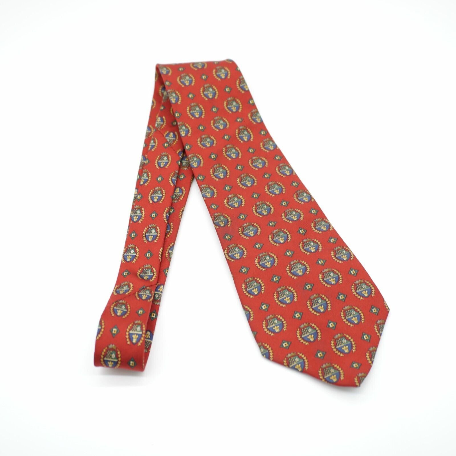Tommy Hilfiger Vintage Tommy Hilfiger Red Crest Print Italian Silk Tie Wide Size ONE SIZE - 7 Thumbnail