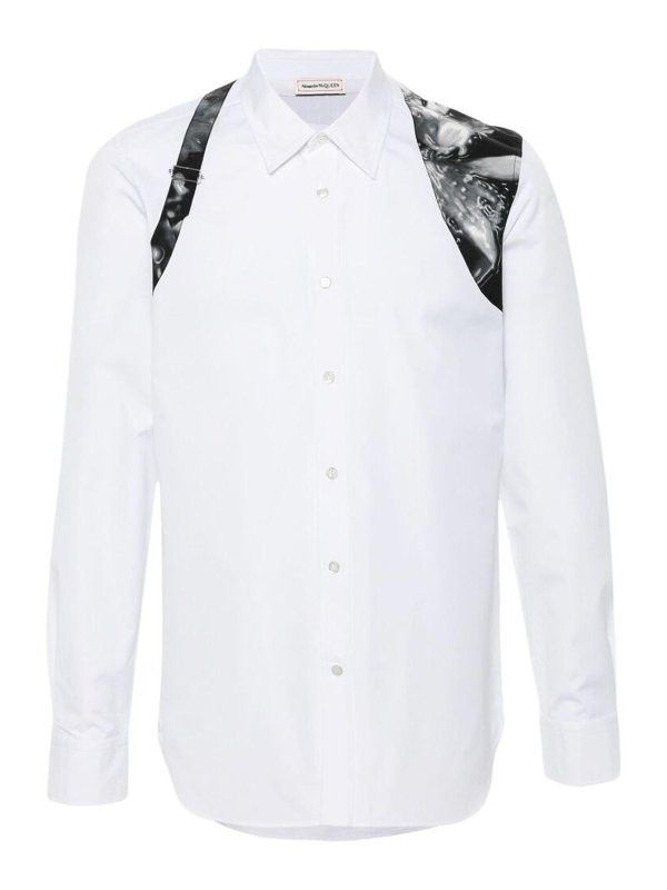 o1srvl11e0226 Wax Flower Harness Shirt In White