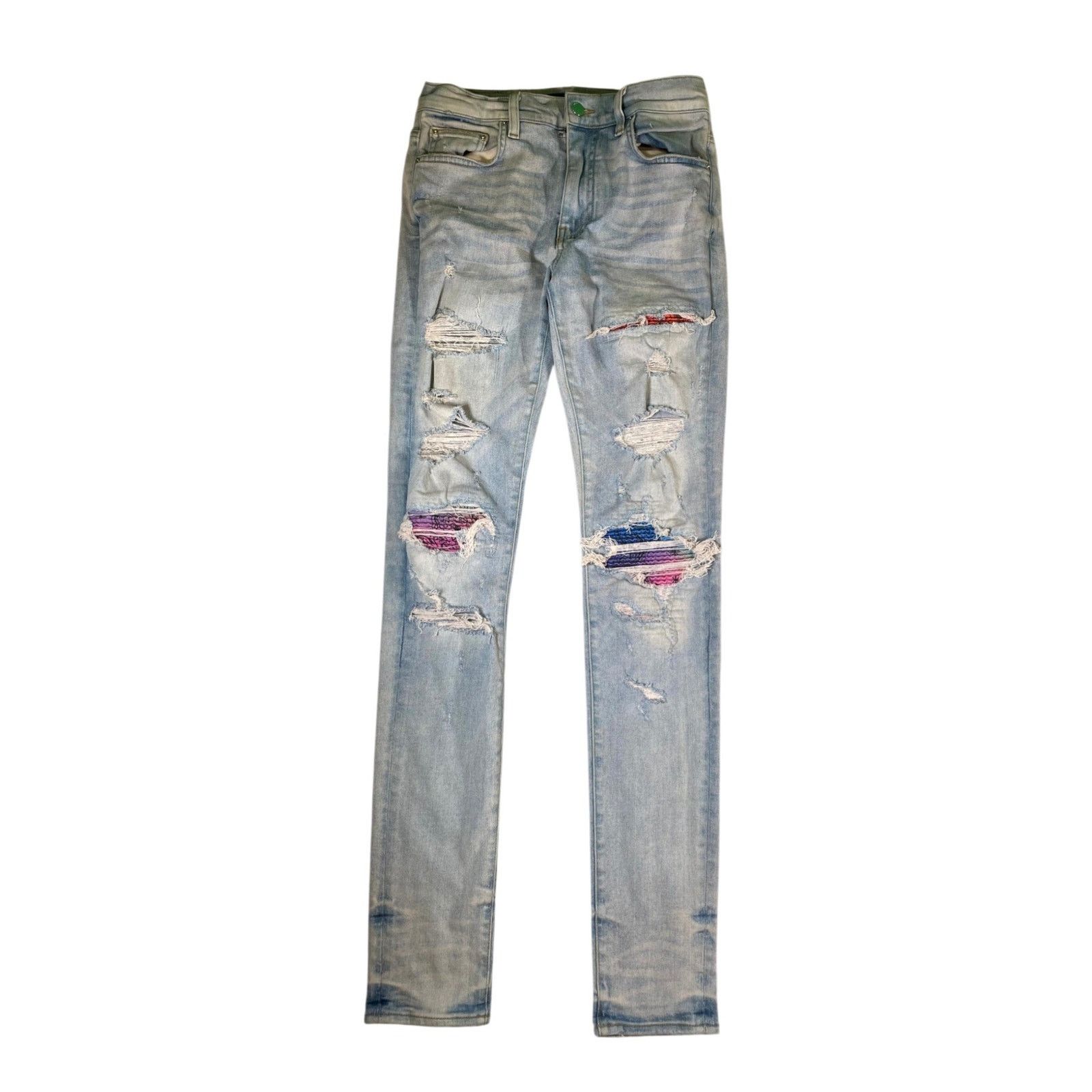 Amiri Amiri MX1 Paisley Patch Light Wash & Multicolor Jeans Size US 30 / EU 46 - 1 Thumbnail