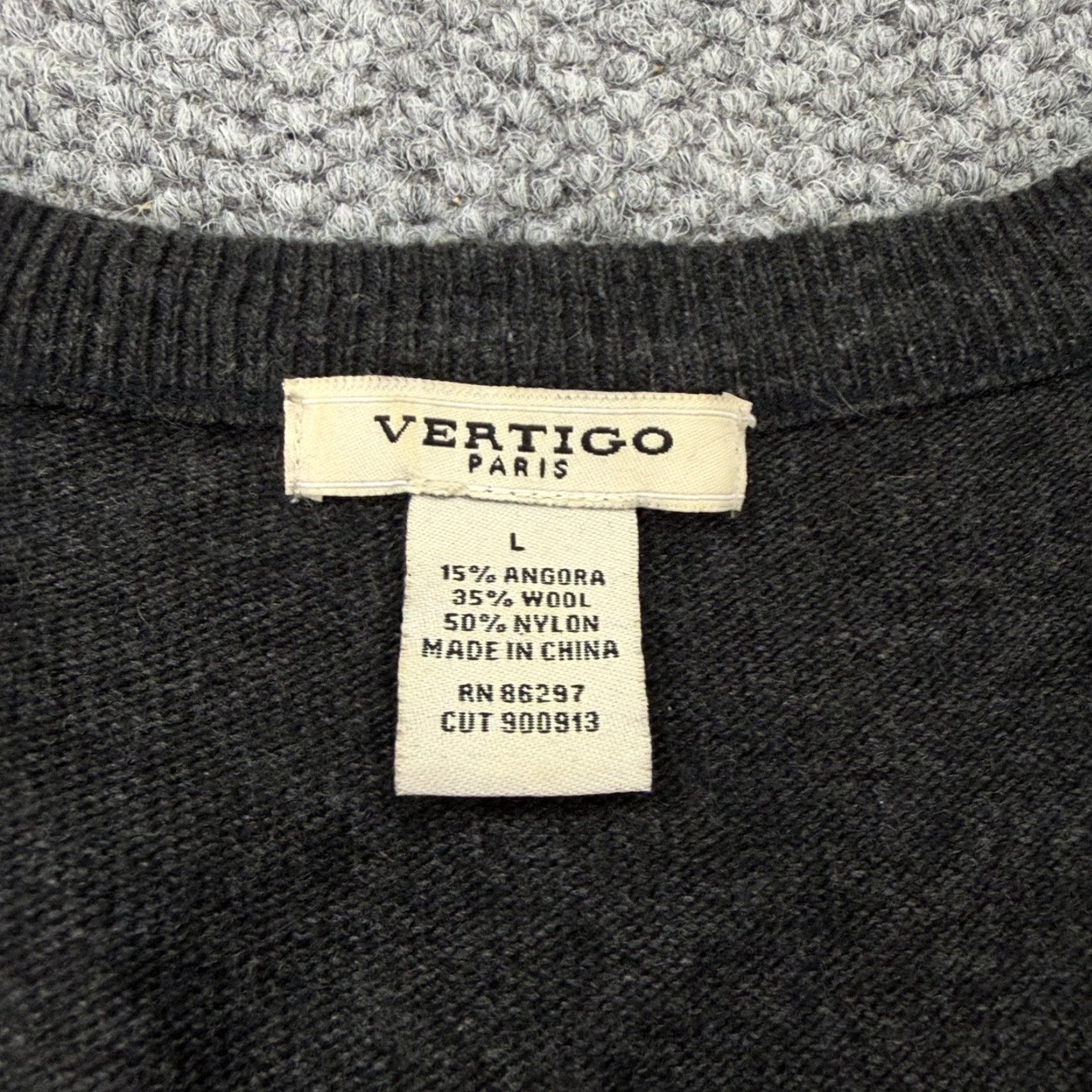 Vintage Vertigo Paris Sweater Dress Womens Large Gray Angora Knit Short Sleeve Fit & Flare Casual Size L / US 10 / IT 46 - 4 Thumbnail
