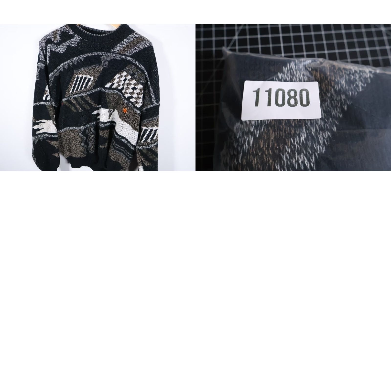 Vintage VINTAGE Expressions 90s Sweater Mens Large Black Abstract Pattern Crew Neck Knit Pullover Casual Retro style Boys/Adults? Size US L / EU 52-54 / 3 - 9 Thumbnail