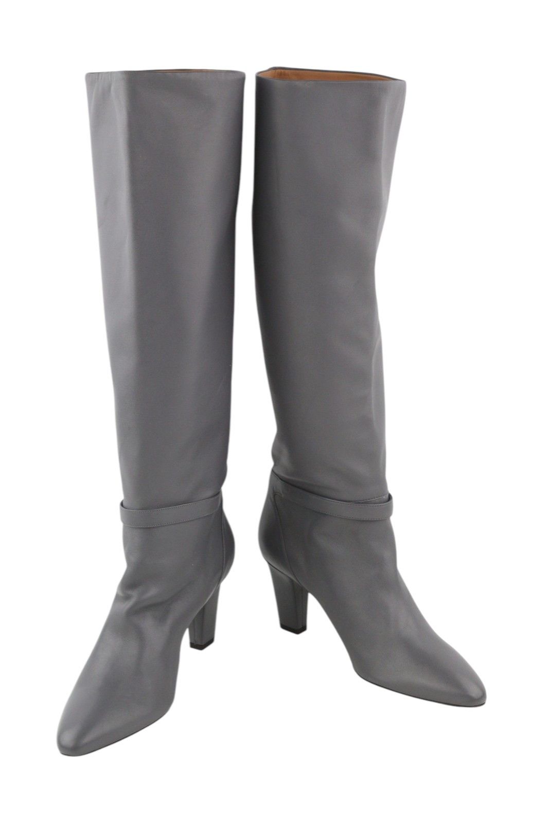 Emporio Armani EU37 Grey Leather Almond Toe Heels Shoes 85943 Size US 6 / IT 36 - 4 Thumbnail