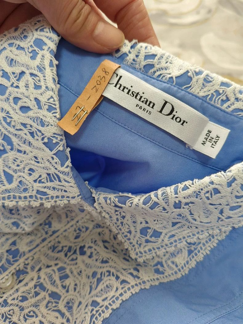 Dior DiorCourt-style blue lace shirt dress 2503-Nextarrow Size 4XL / US 24-26 - 2 Thumbnail
