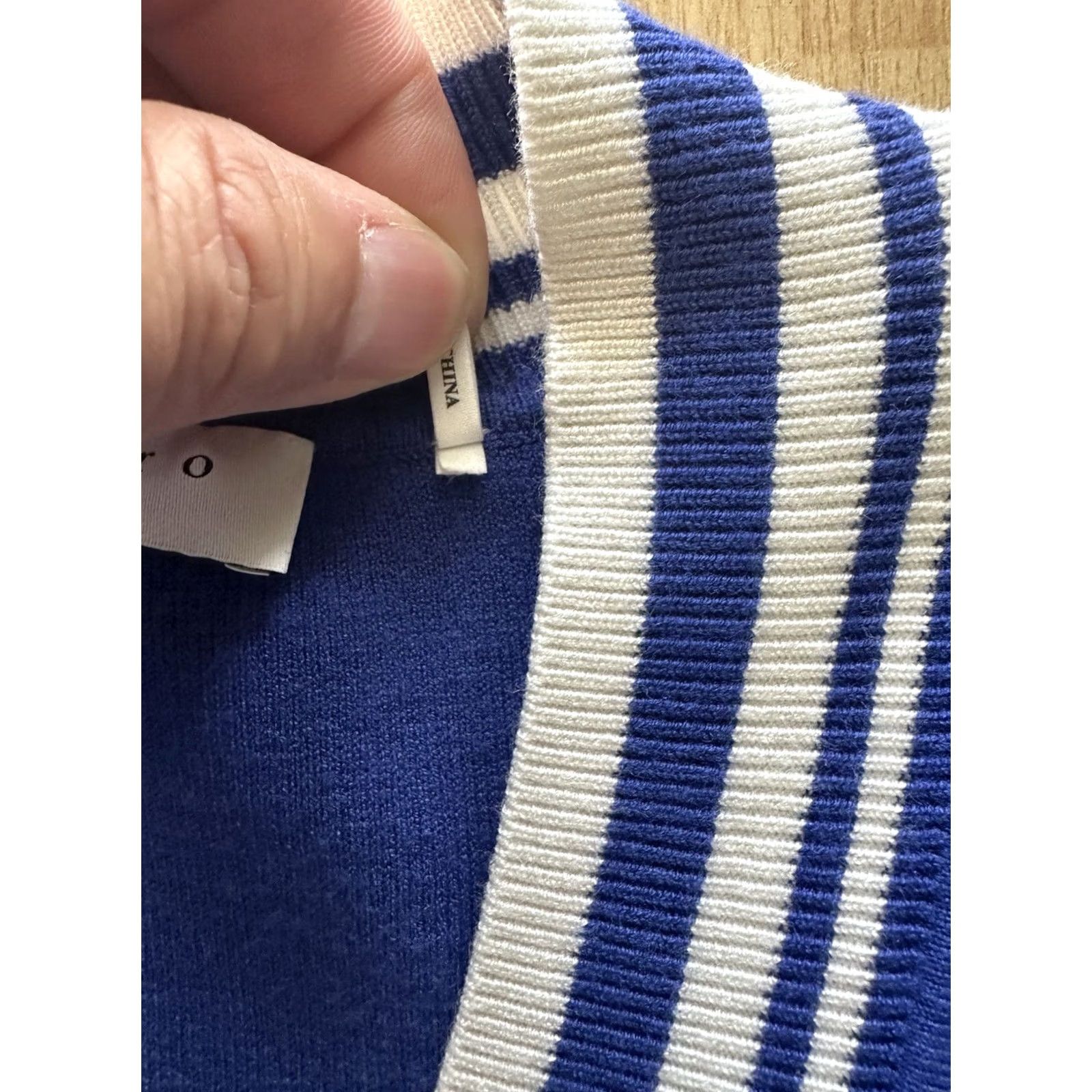 Sandro VINTAGE Sandro Paris V-Neck Polo Sweater Blue Cream Womens Small Regular Size S / US 4 / IT 40 - 5 Thumbnail