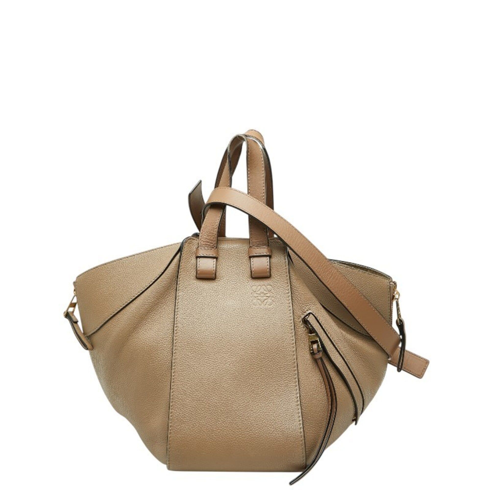 Loewe Loewe Anagram Hammock Small Handbag Shoulder Bag Drawstring 2-Way Beige Leather Women's LOEWE Size ONE SIZE - 1 Thumbnail