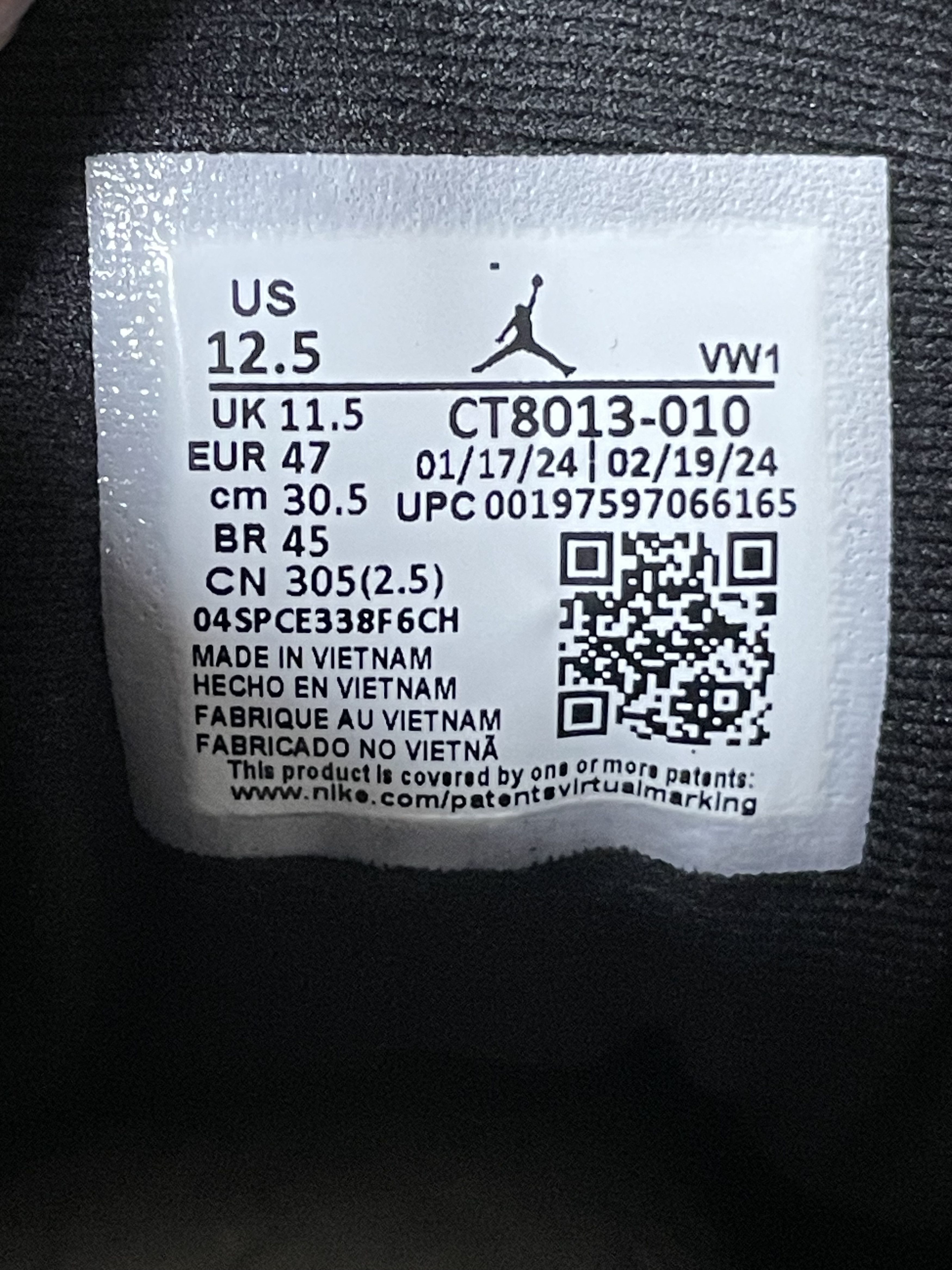 Jordan Brand Air Jordan 12 Retro 'Black/Wolf Grey-White' CT8013 010 Size US 12.5 / EU 45-46 - 8 Thumbnail