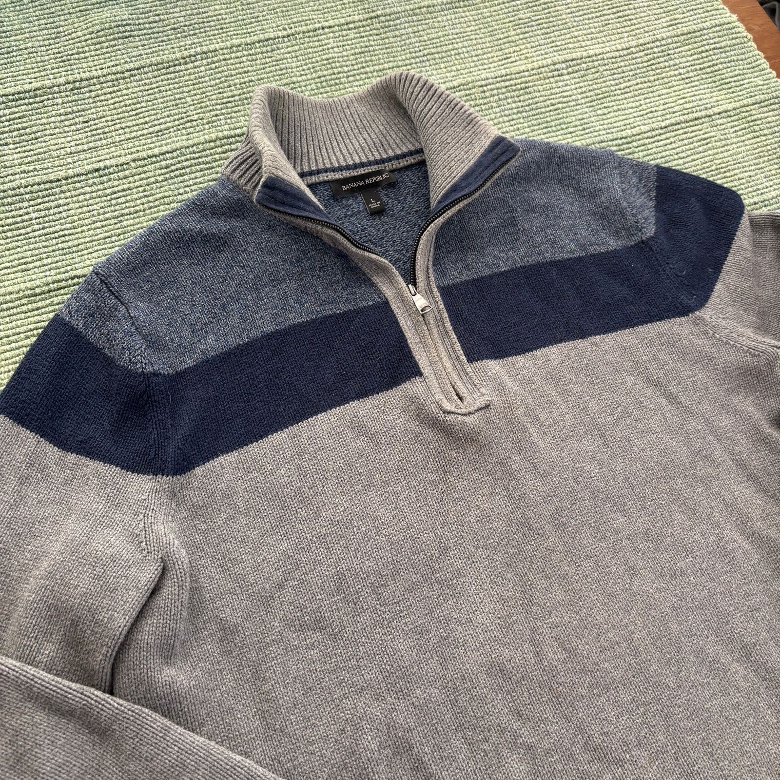 Banana Republic Banana Republic Men's Cotton Knit Quarterzip Sweater Sz L Size US L / EU 52-54 / 3 - 5 Thumbnail