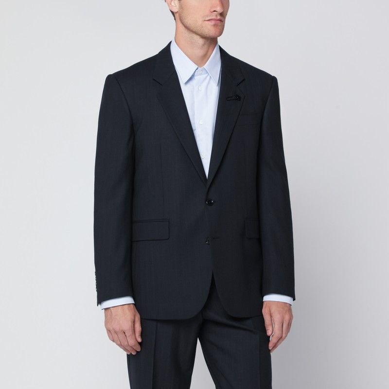 Lardini Lardini Single-Breasted Blue Wool Blend Jacket Size US XXL / EU 58 / 5 - 1 Thumbnail