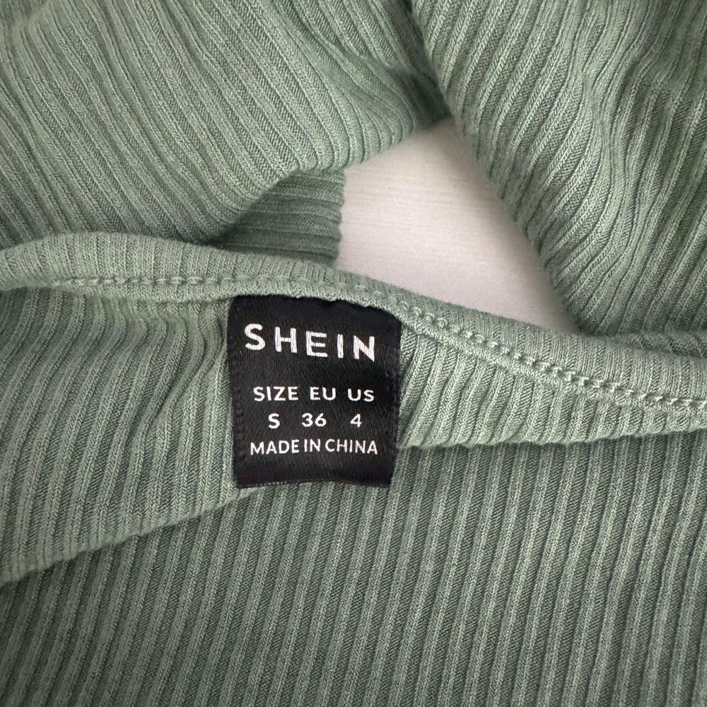 Shein SHEIN Sage Green Ribbed Halter Crop Top - Size S Size S / US 4 / IT 40 - 2 Thumbnail