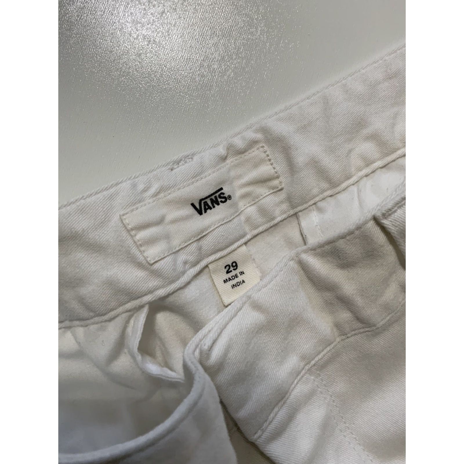 Vans VANS Checkered Tearaway Snap White Wide Leg Chino Pants Sz. 29 Womens Pants Wide-Leg White 29 Snap Size 29" - 6 Thumbnail